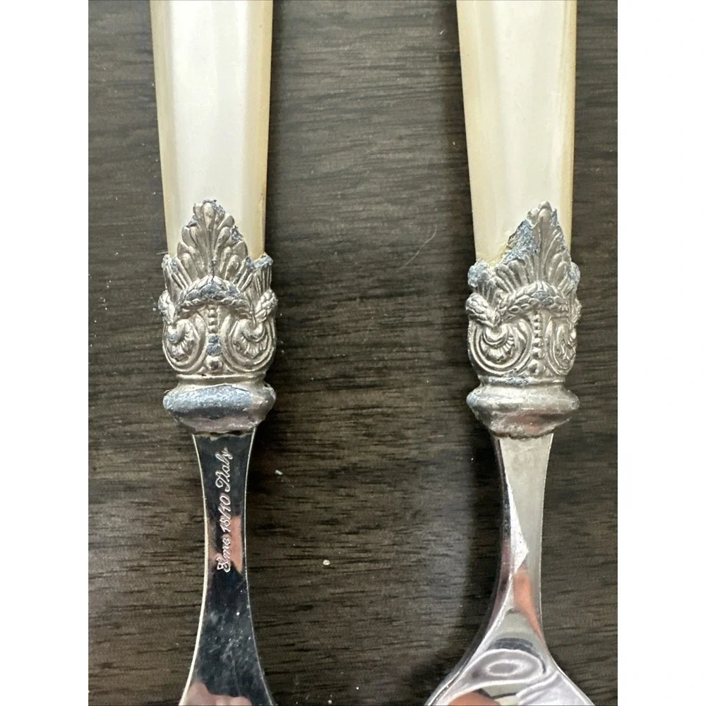 EME 18/10 Italy Napoleon Flatware mother of pearl handle Vintage 31 Piece
